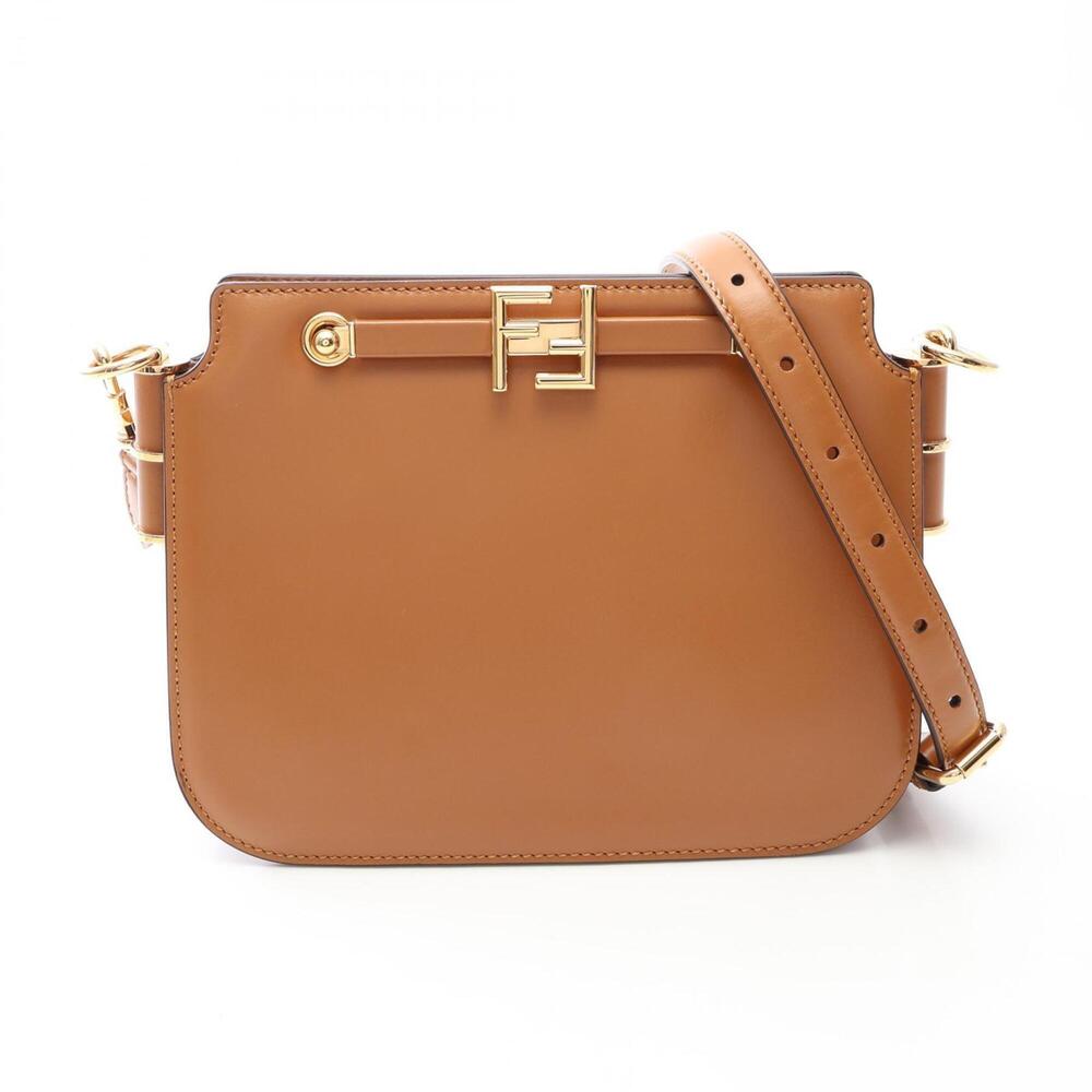 Fendi Touch Small Shoulder Bag Handbag Leather Women's Brown 8BT349